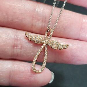 Lorenzo 14K rose & white Gold Plated sapphire necklace 19"